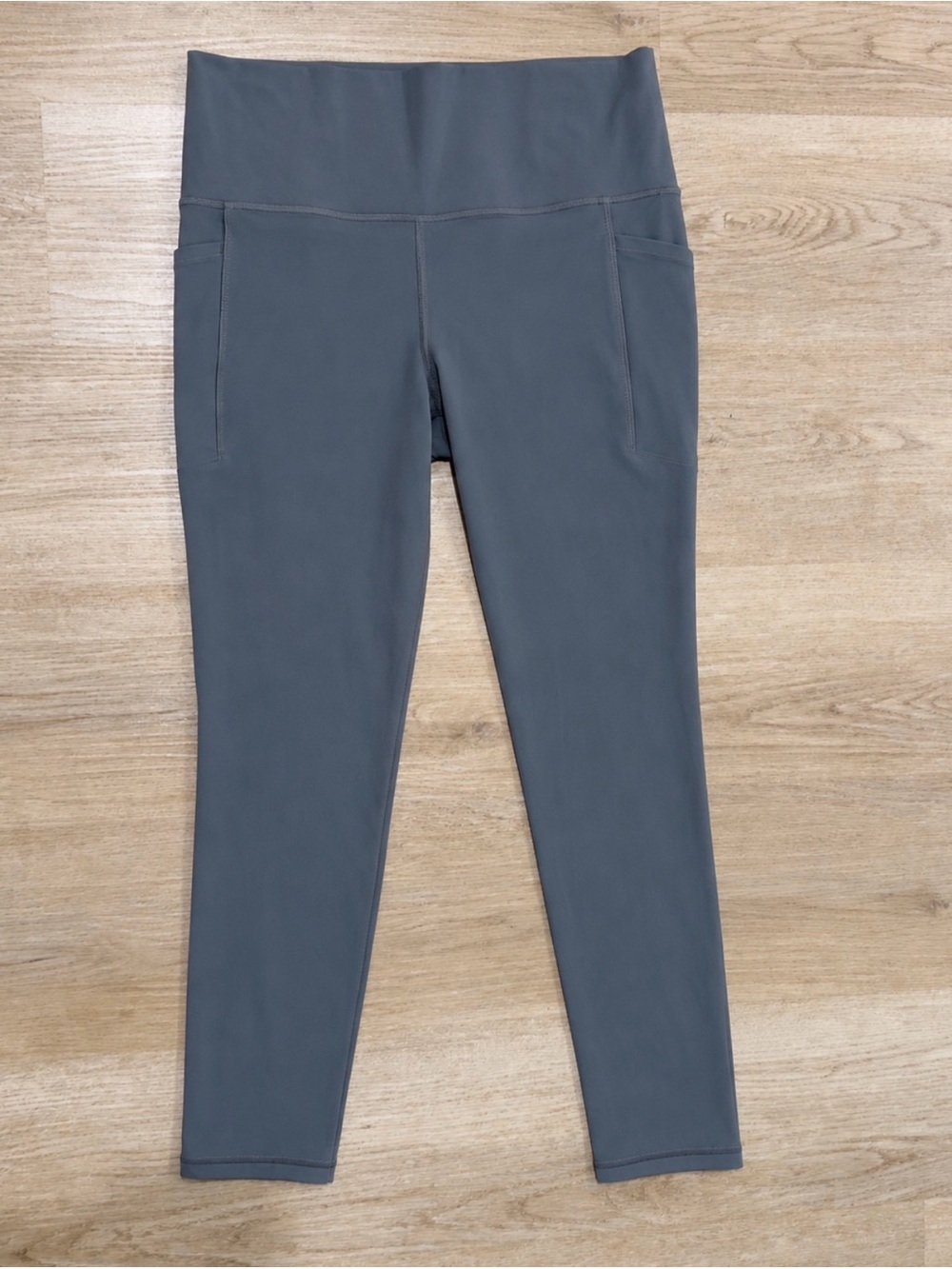 Athleta Slate Gray High-Waist Leggings with Side Pockets